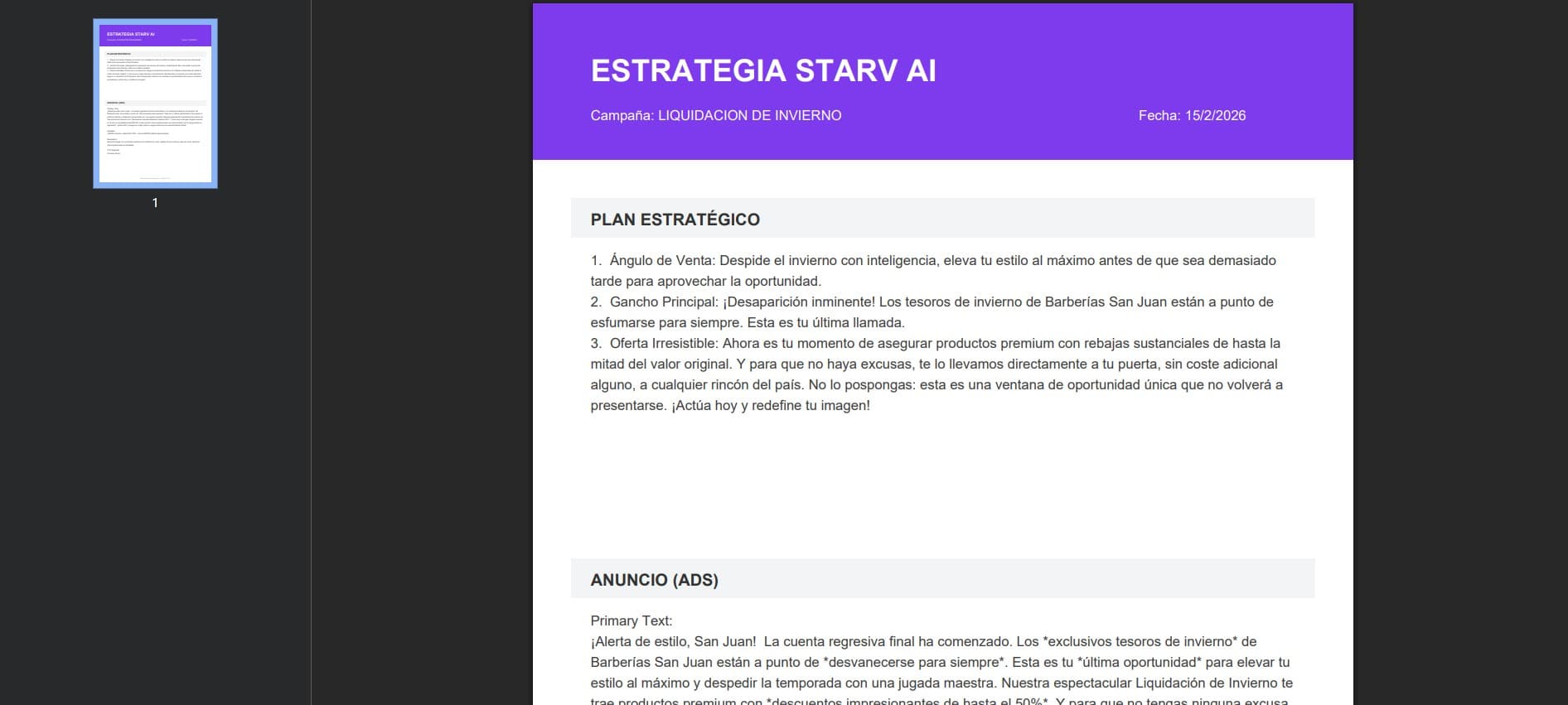 Exportación PDF